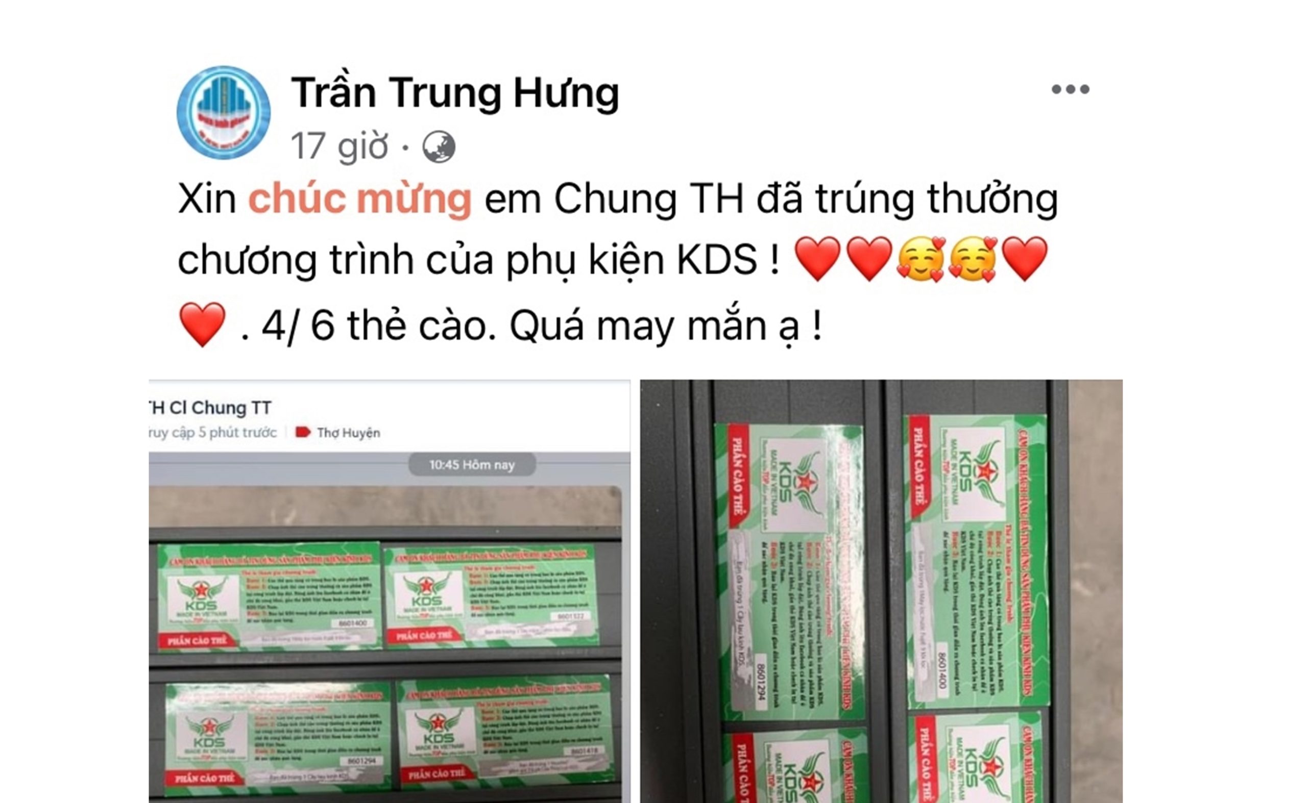 Rộn ràng tin báo trúng thưởng từ chương trình thẻ cào KDS