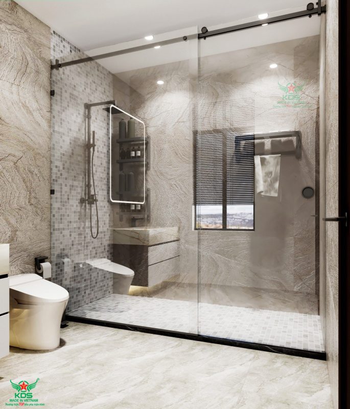 vách kính lùa phòng tắm